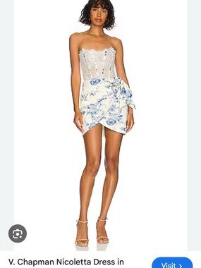 V. Chapman Nicoletta dress Blue Provencal floral size 0, NWT